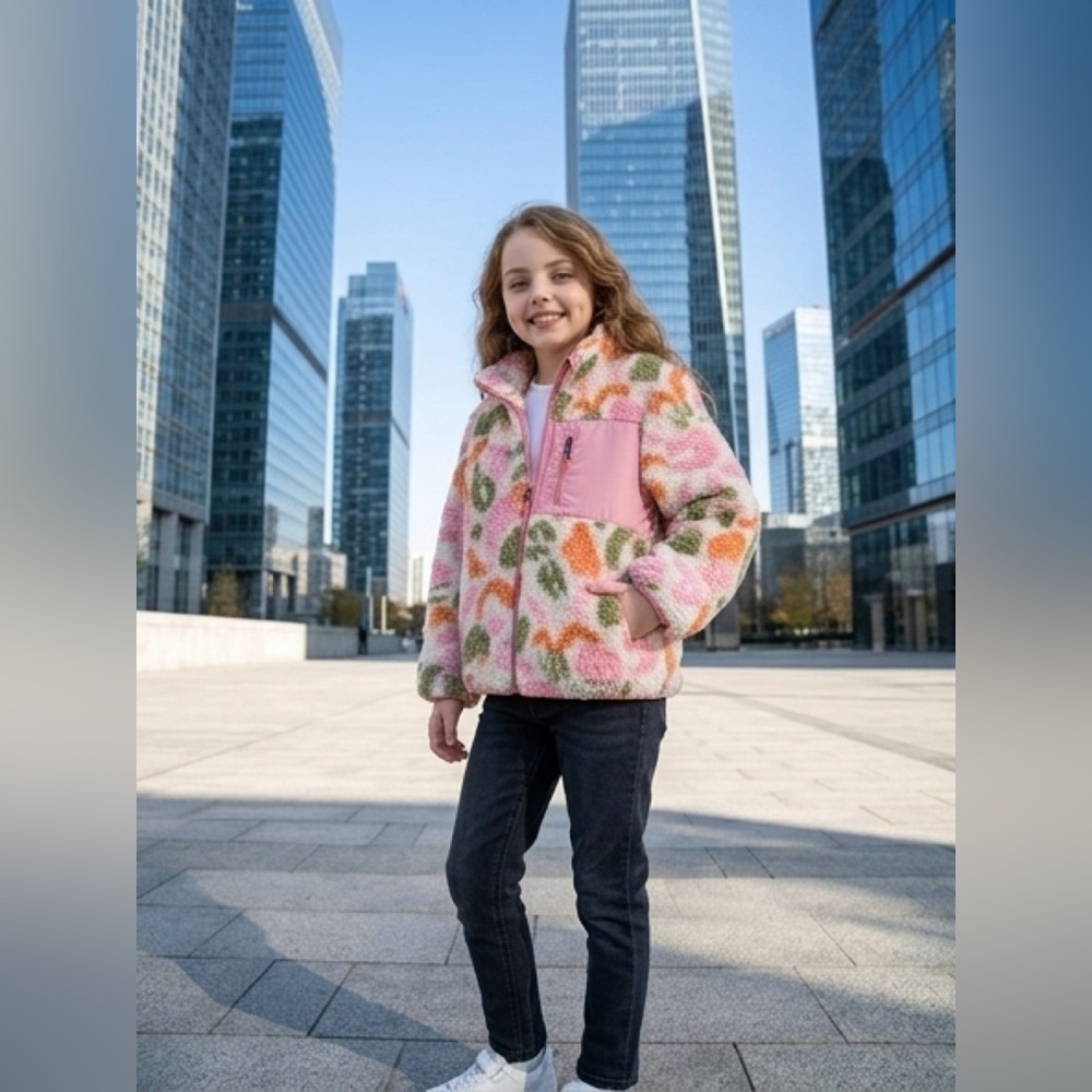 H&M Multicolor Fleece Jacket.              Girls 6x-7. Nice colors